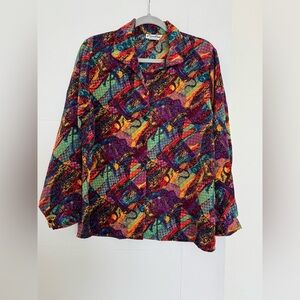 Womens  Caribou short sleeve blouse shirt Top Size 14 /Large  multicolor Vintage